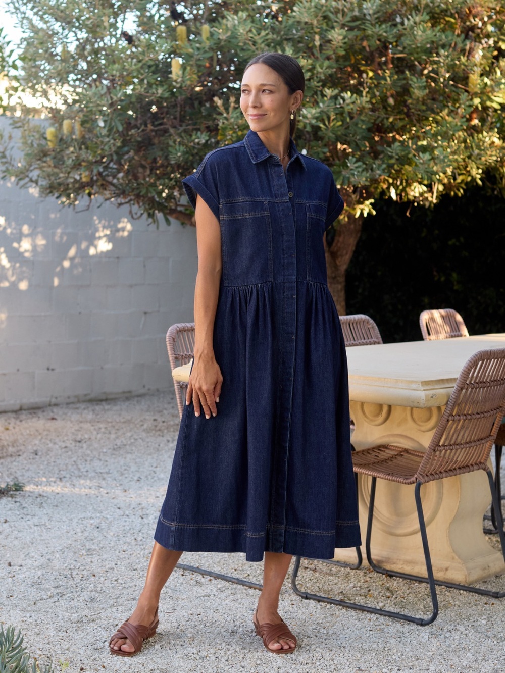MAYE Harper Denim Midi Dress